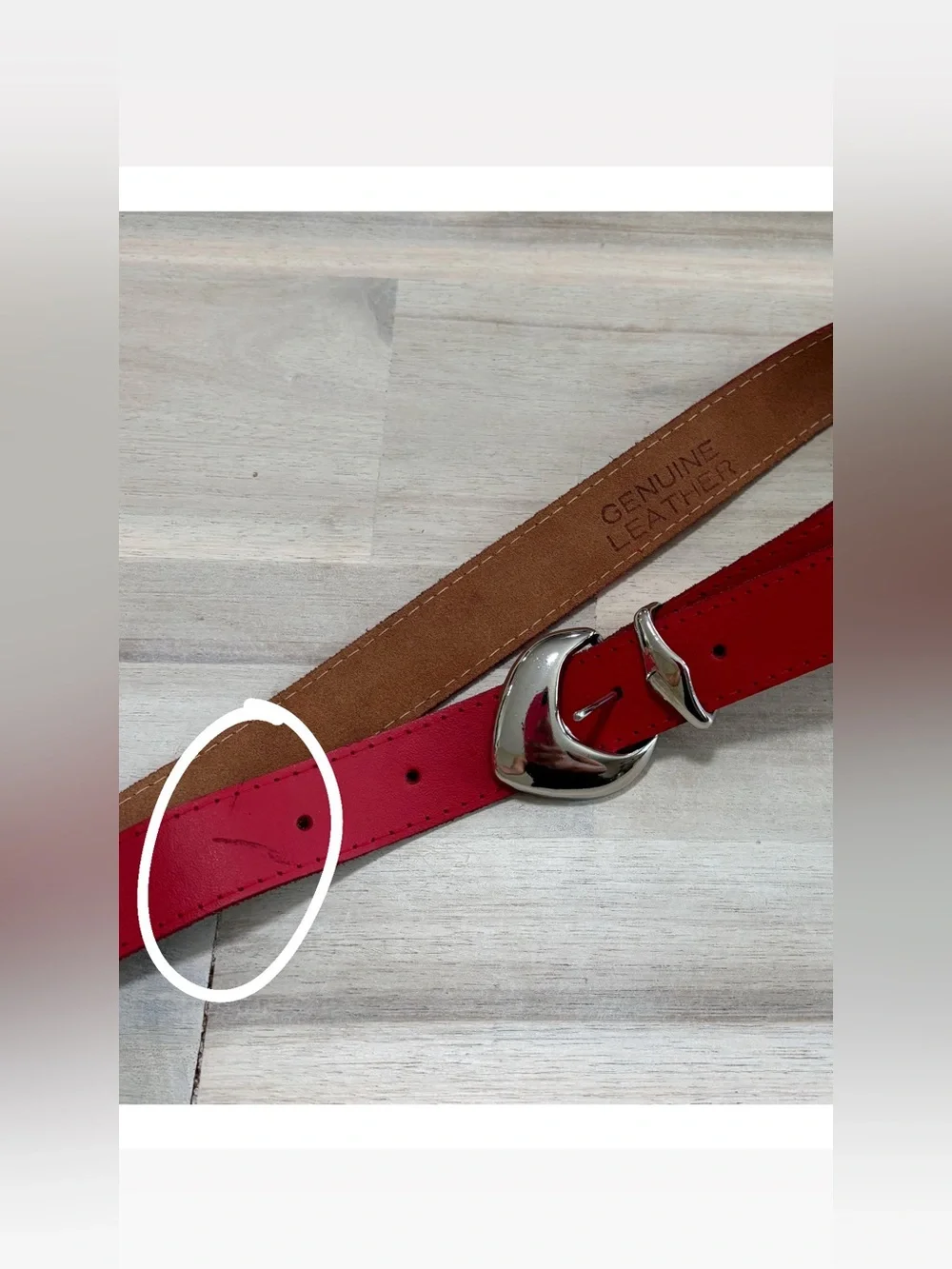 Vintage Genuine Leather Red Belt Silver Hardware Size Small
